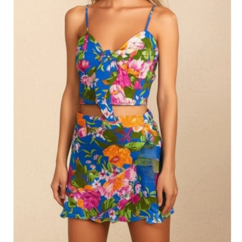 B.O.G Collective Boho Vacation Tropical Connected Romper Two Piece Set S